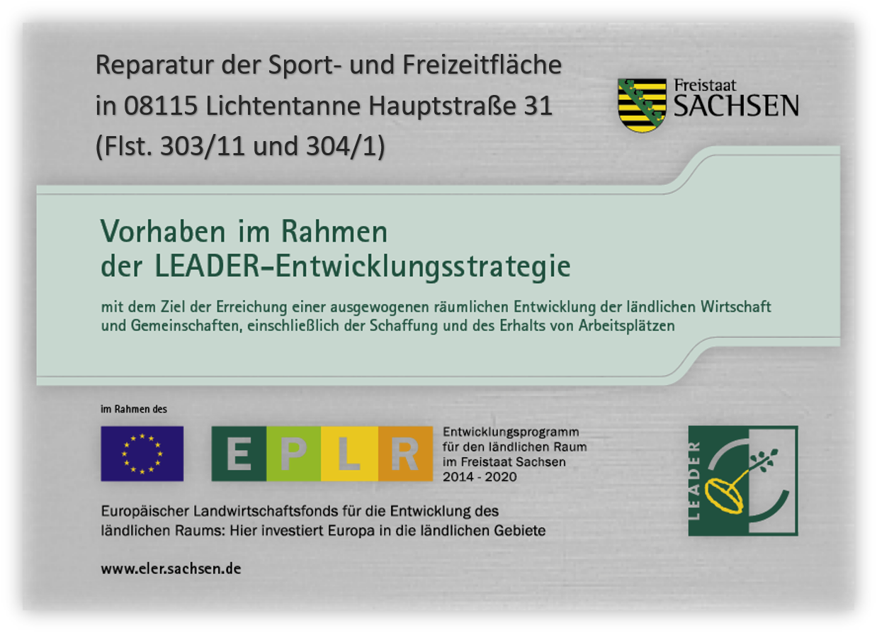 einleitende Grafik zum Leader-Projekt Sportplatz Lichtentanne mit Logos