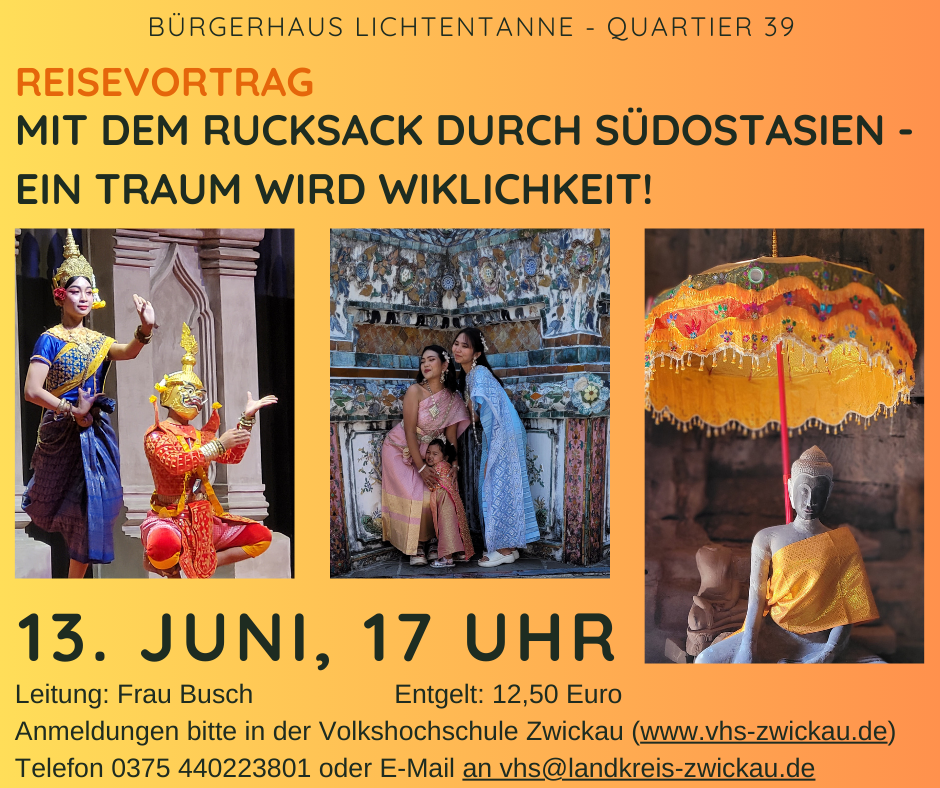 Anmeldung über die Volkshochschule Zwickau unter Telefon 0375 440223801