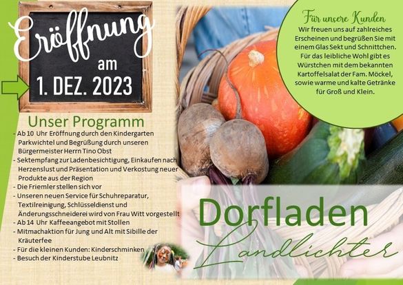 Flyer zur Eröffnung der Genossenschaft Landlichter eG.